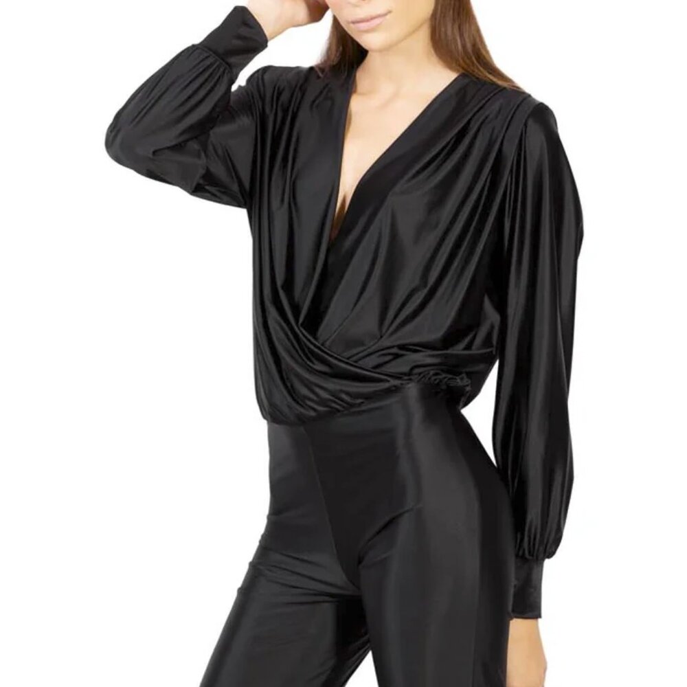 L'equilibriste Italian One Piece Jumpsuit Bodysuit Long Sleeve Eclipse Black